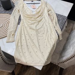 SHEIN Dress With Pearls  Off White Color 