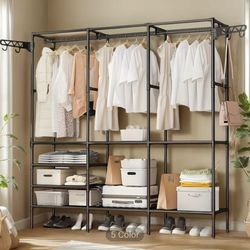 Metal Clothes and Shoes Integrated Storage Rack,