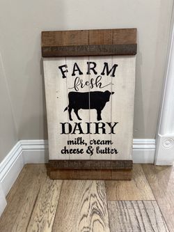 Farm Fresh Dairy Rustic Wood Sign