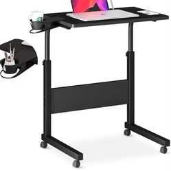 Escritorios Klvied Small Standing Desk Adjustable Height, Portable Treadmill Desk, Mobile Table Ideal for Laptops and Tablets, Black