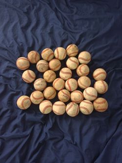 Bucket of Leather Baseballs with Lid