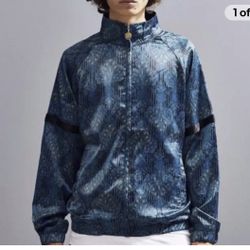 NWOT Urban Outfitters Men's Blue Paisley Scarf Print Satin like Bomber Jacket M