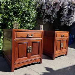 Mid Century Ming Style Table Cabinets 