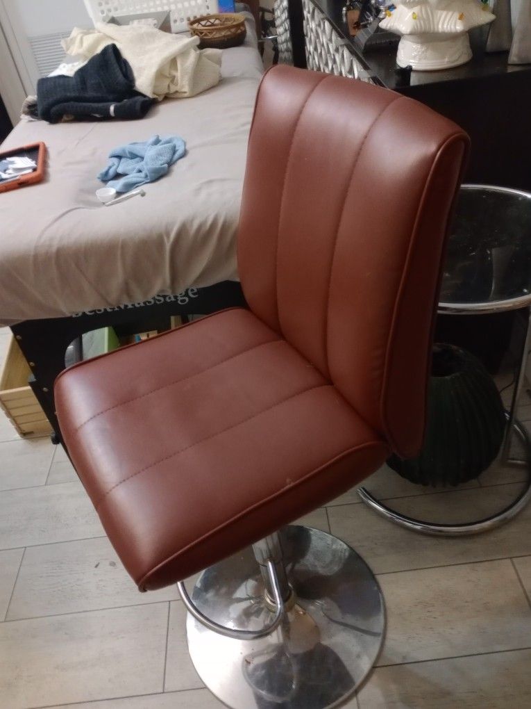Set Of Two Maroon Leather Bar Stools $65 For Both