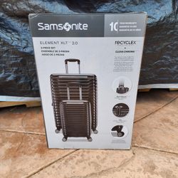 Samsonite


YEAR WARRANTY
GARANTIE 10 ANS
GARANTIA DE 10 AÑOS


ELEMENT XLT"


recYcLEX


2-PIECE SET
ENSEMBLE DE 2 PIÈCES
JUEGO DE 2 PIEZAS


MATERIA