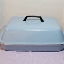 NEW OS Vintage KF Kitchen Fair roaster Pot Pan cookware w/Lid Blue Dutch Oven