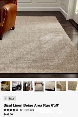 Crate And Barrel Sisal Linen Rugs 6x9 -Brand New