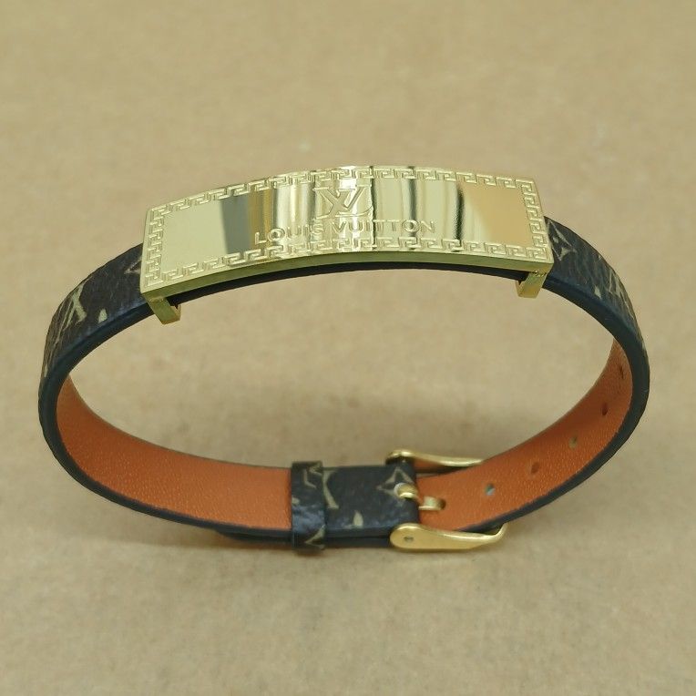 leather and stainless steel bracelet unisex