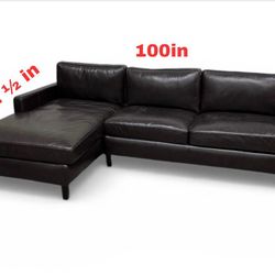 Brown Leather L Sectional - Display Model