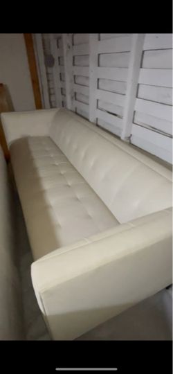Cream Channel-Tufted Sofa – Modern / Mid-Century Style