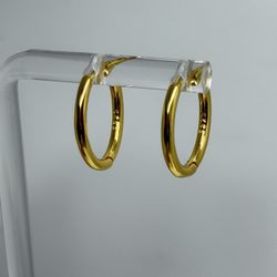 925 Sterling  Silver with  Yellow Gold Filled hoops earrings 