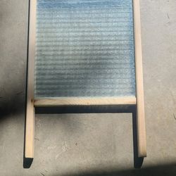 Nice Vintage Glass & Wood Washboard