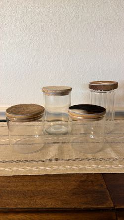 Glass jars with animal cowhide