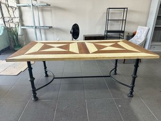 Wood Table With Rustic Metal Legs