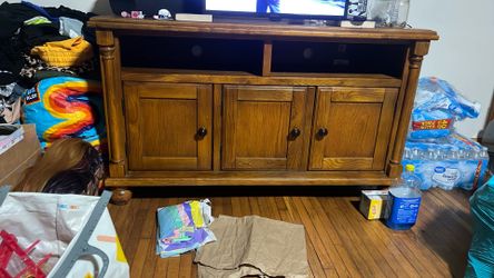 Brown wood tv stand