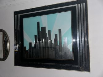 vintage 3D cityscape mirror artwork