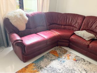 Italian Genuine Leather Sectional Sleeper Sofa | Full-Size Pull-Out Bed