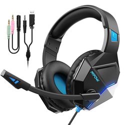 Gaming Headsets, Over Ear Gaming Headphones for PC, Switch, PS4, PS5, Xbox One, Wired Video Game Headset with Microphone Noise Canceling, Stereo Bass