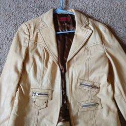 Women's Nicola Berti Beige Leather Jacket
