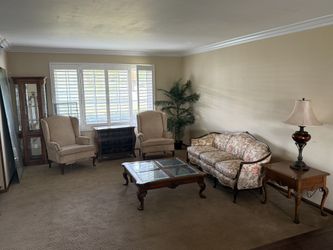 Vintage Floral Sofa 2 Wingback Chairs Coffee Table Set