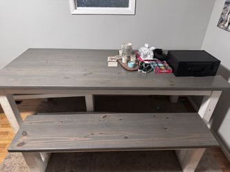 Huge farmhouse table With 2 Long Benches - All Offers Considered 
