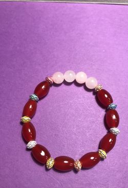 Ruby and rose quartz bracelet