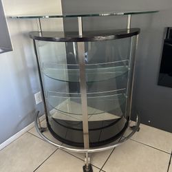 Contemporary Metal & Glass Home Bar