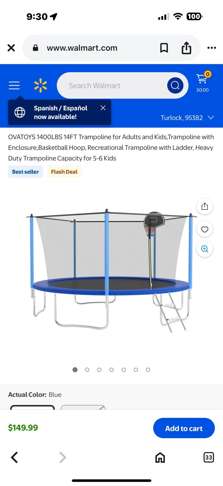 14’ Trampoline For Kids