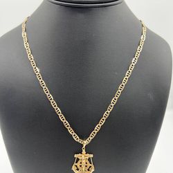 10k solid gold Mariner necklace chain with Jesus on anchor pendant made of 10k solid gold