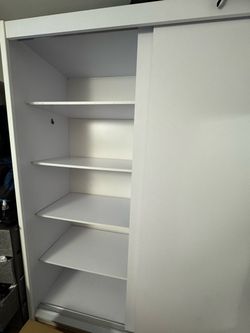 White Wardrobe with Sliding Door and Shelves