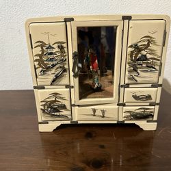 Jewelry Box, jewelry drawer, Vintage music box antique acsons japan