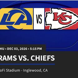Los Angeles Rams Vs Kansas City Chiefs, Pair Of Tickets, Section 231