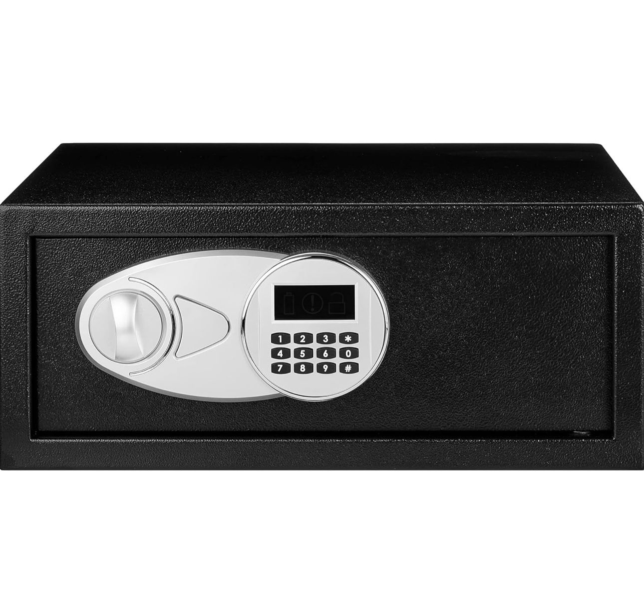 Amazon Basics Steel Security Safe with Programmable Electronic Keypad Lock - Secure Cash, Jewelry, ID Documents, 0.7 Cubic Feet, Black, 16.93''W x 14.