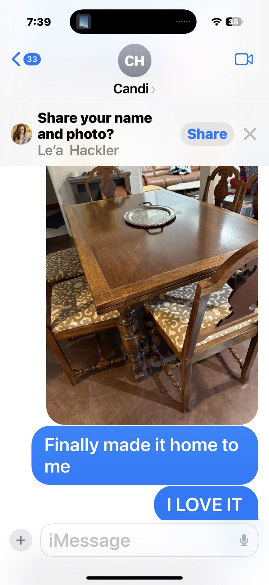 Dining table and chairs