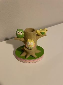 Owl and Bird Tree Figurine  Holder