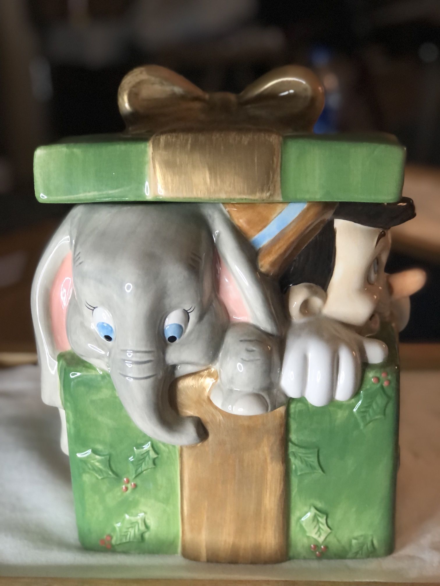 Disney Christmas Gift Box Cookie Jar NIB Mickey Dumbo Pinocchio Dopey Disney Store