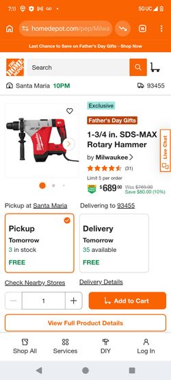 1-3/4 in SDS-Max Rotary hammer