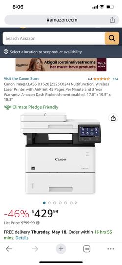 Canon Imageclass D1620 Wireless Laser Printer