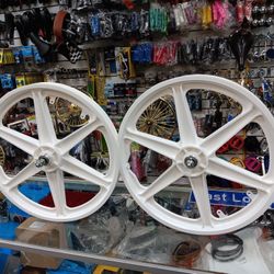 Bmx Mag Wheels / 20" 6 Spoke White Mags Wheels For Bmx 