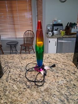 Rainbow Lava Lamp with Pink Base