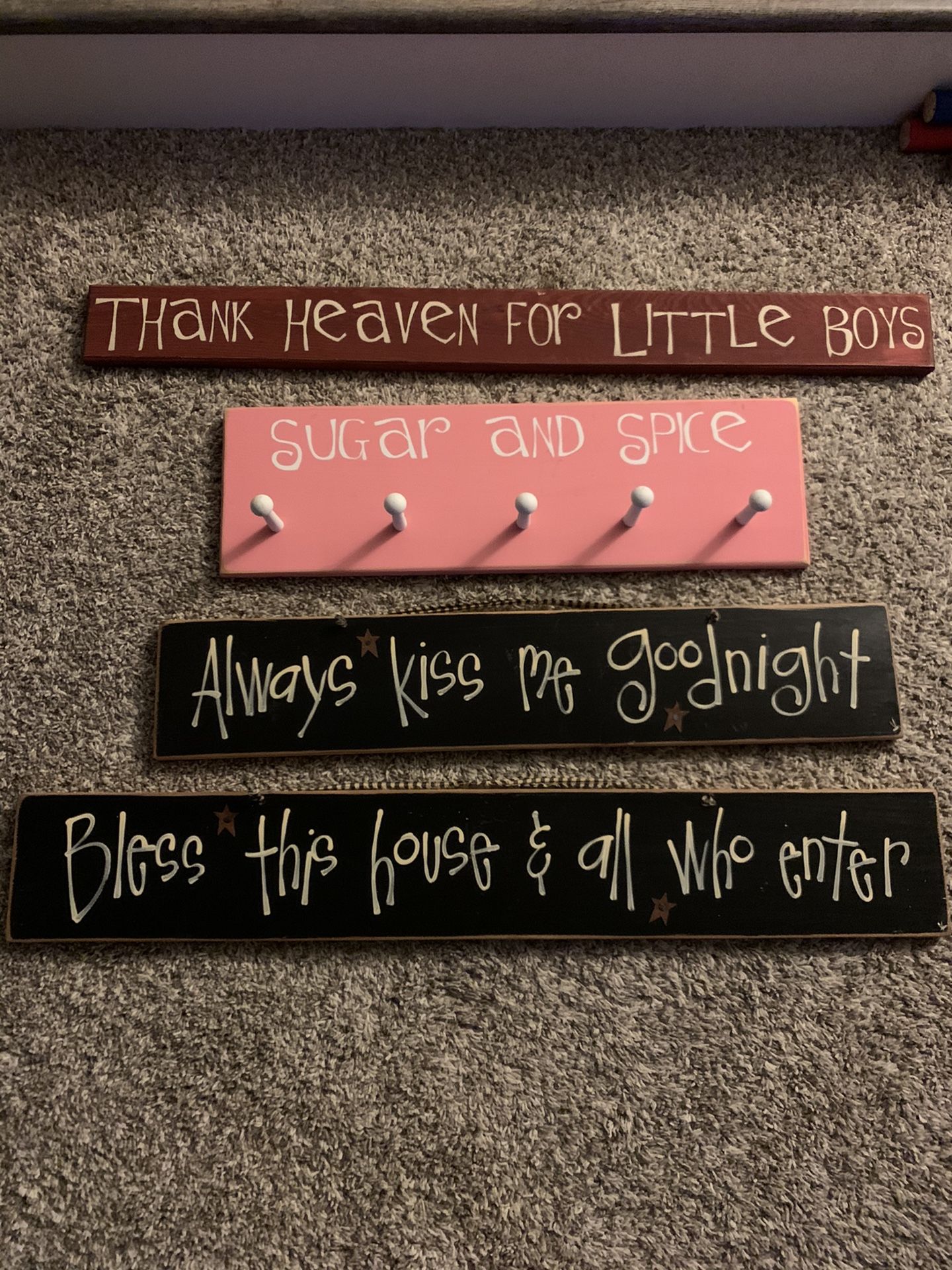 Wood signs & coat hanger
