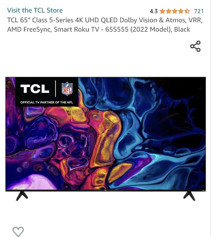 65 Inch QLED TV TCL 5 SERIES Like New
