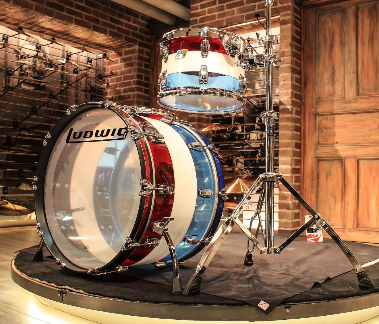 Ludwig Vistalite 50th Anniversary 3 piece drum kit set RED / WHITE / BLUE - limited edition 1 of 25