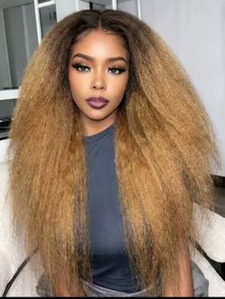 100% Human hair Yaki texture lace front wig
