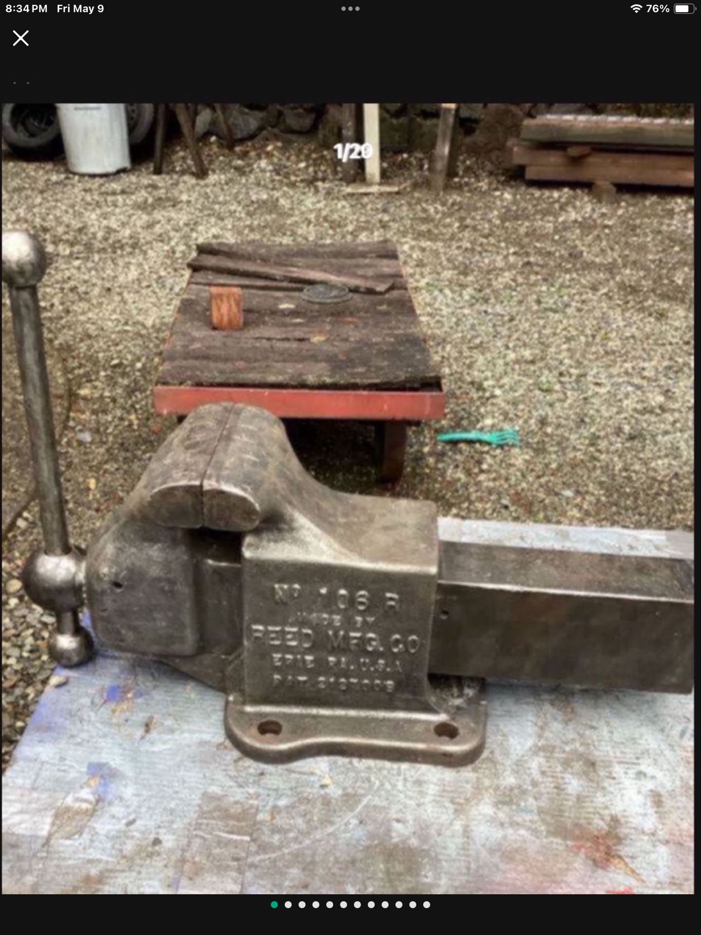 Reed 106R Vise / 6 Inch Jaws / 4 Hole Fixed Base / Opens 10 Inches / Made In USA Vice / 130 Pounds / One Of The Most Sought After Vises