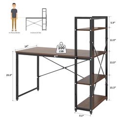 Brand IBAMA Shape Rectangular Desk design Writing Desk Product Dimensions 47.5"D x 24"W x 48"H Color Brown Style Modern 【Open Shelves Keep Your Desk T
