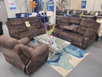 New Sofa  Loveseat and Chair With Usb Port Headrest Drop Center 