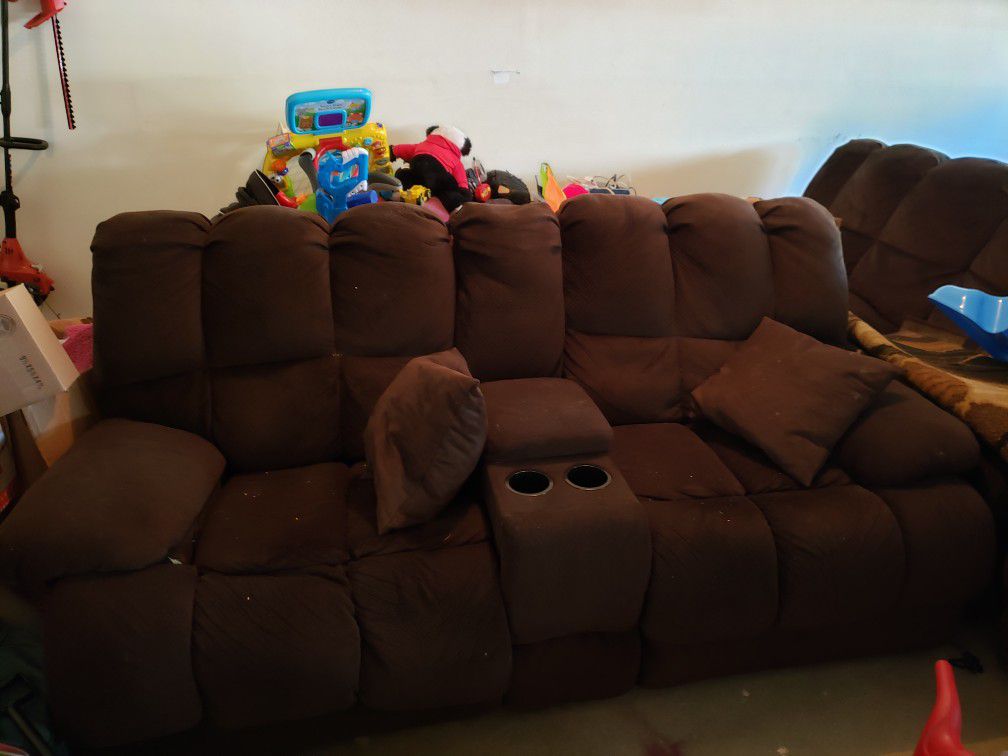 Brown Recliner Couch Set