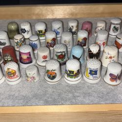 Porcelain Bisque China Thimble Collection Set Of  33