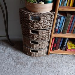 4 Tier Wicker Basket Storage Corner Shelf